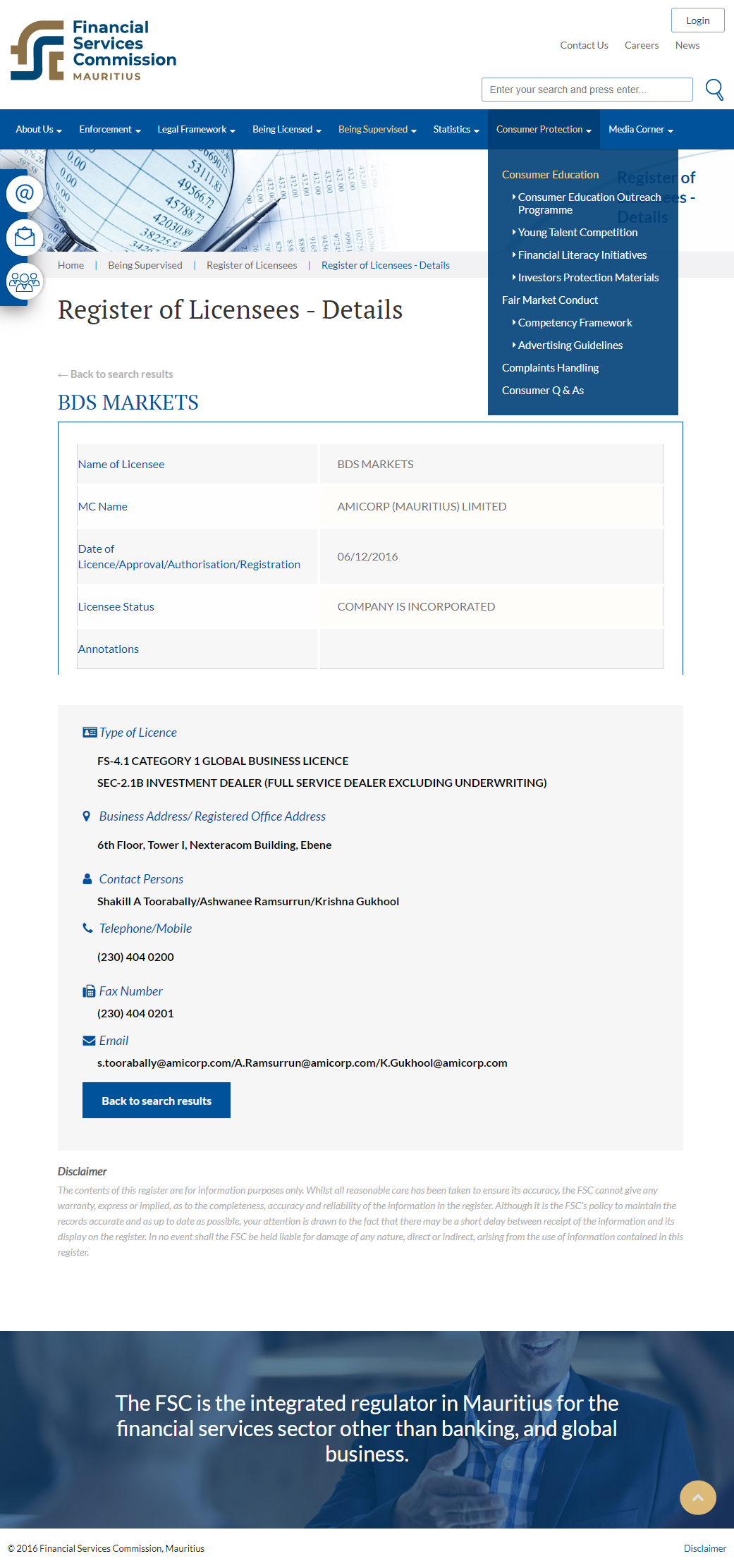 BDSwiss FSC regulation